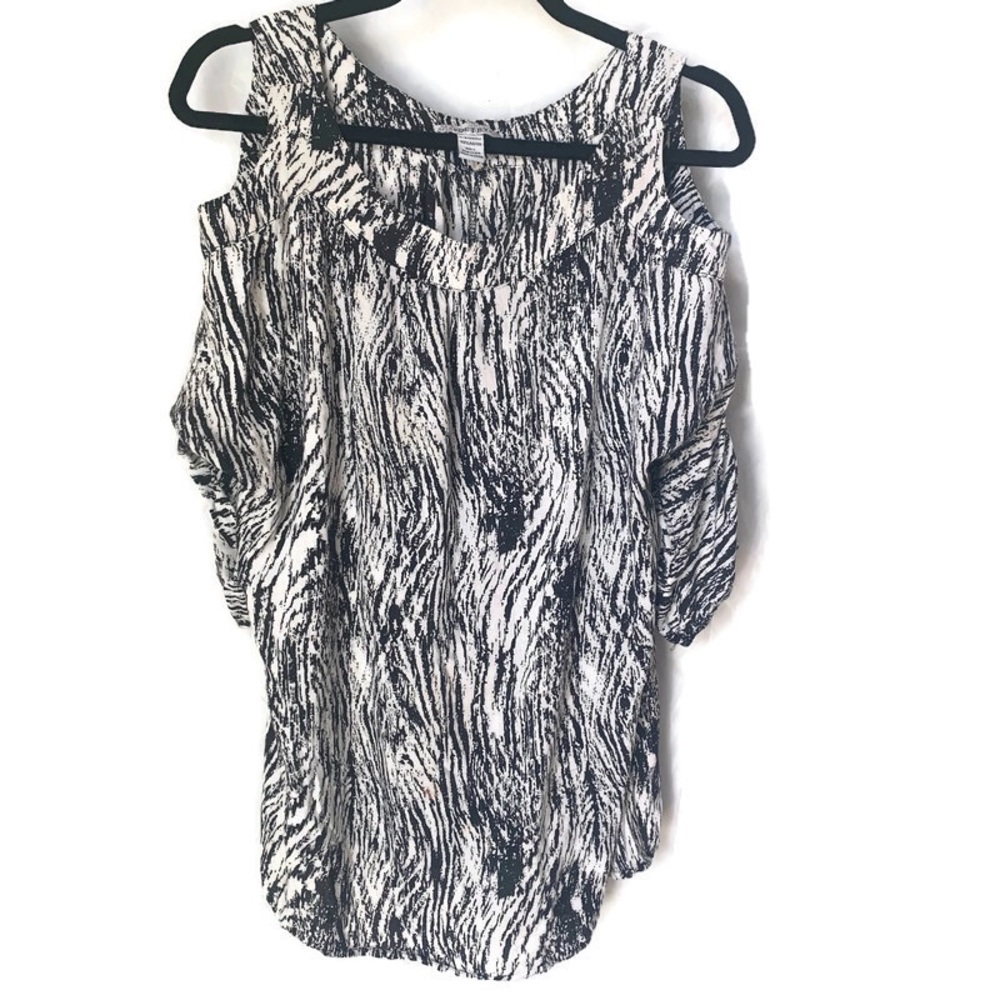 Poetry black and white cold shoulder blouse